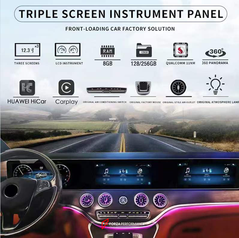 12.3" TRIPLE SCREEN DASHBOARD for MERCEDES-BENZ V-CLASS VITO W447 2015+