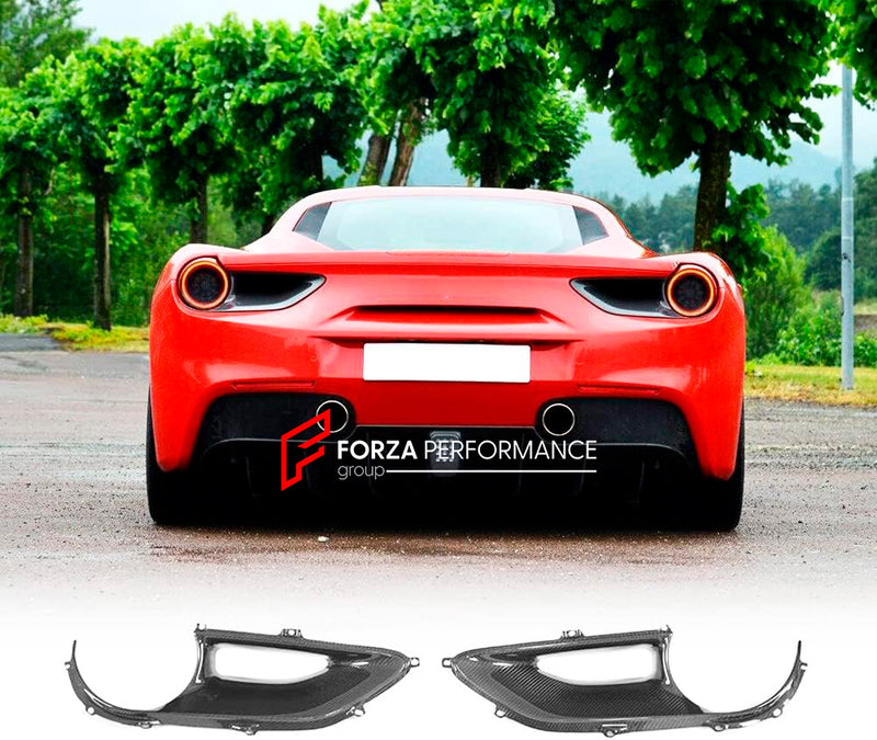 CARBON REAR TAIL LIGHT COVERS for FERRARI 488 GTB SPIDER 2015 - 2019