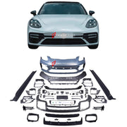 BODY KIT for PORSCHE PANAMERA 971 2017-2023 UPGRADE to 971.2 TURBO S STYLE
Set includes:
Front Bumper
Side Skirts
Front Lip
Rear Bumper
Rear Diffuser
Material: Plastic
NOTE: Professional installation is required.