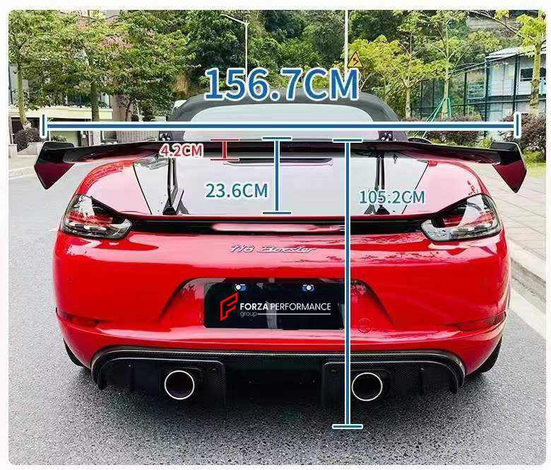 GT4RS DRY CARBON REAR SPOILER for PORSCHE 718 981 987 CAYMAN BOXSTER  Set includes:  Rear Spoiler