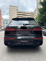 RSQ7 STYLE REAR DIFFUSER WITH EXHAUST TIPS for AUDI Q7 4M FACELIFT 2019 - 2024  Set includes:  Rear Diffuser Exhaust Tips