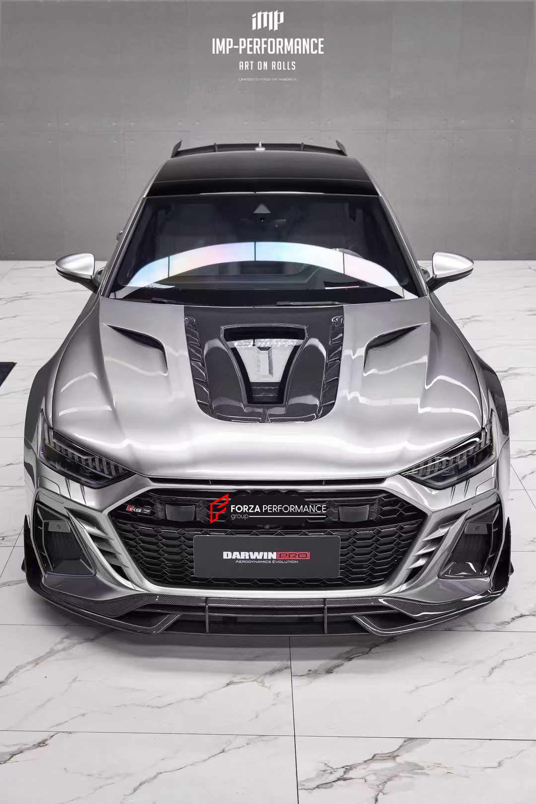 AUTHENTIC DARWINPRO DRY CARBON BODY KIT for AUDI RS7 C8 2019+
Set includes:
Front Bumper
Side Skirts
Rear Diffuser