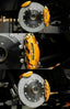 In the photos above you can see an installed Forza Performance Group set of large front brakes for the MERCEDES-BENZ G-CLASS G63 W463A 2018 with 440x40mm / 410x38mm brake discs by 22-inch brake calipers. Material: Carbon Ceramic Current set includes: 4x Brake calipers (10-piston front, 4-piston rear) 2x Front Brake discs 440x40mm 2x Rear Brake discs 410x38mm 4x Brake caliper adapters 4x Brake Pads 4x Brake hoses and installation kits with nipples