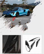 CARBON HEADLIGHT COVERS for MCLAREN ARTURA 2021+
Set includes:
Headlight Covers 
Material: Carbon Fiber
NOTE: Professional installation is required.