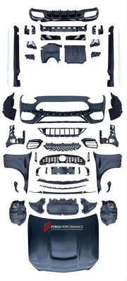 CONVERSION BODY KIT for MERCEDES BENZ C-CLASS W206 2021+ to C63 AMG 2022+
Set includes:
Front Bumper
Hood
Front Grille
Front Fenders
Side Skirts
Rear Diffuser
Rear Spoiler
Exhaust Tips