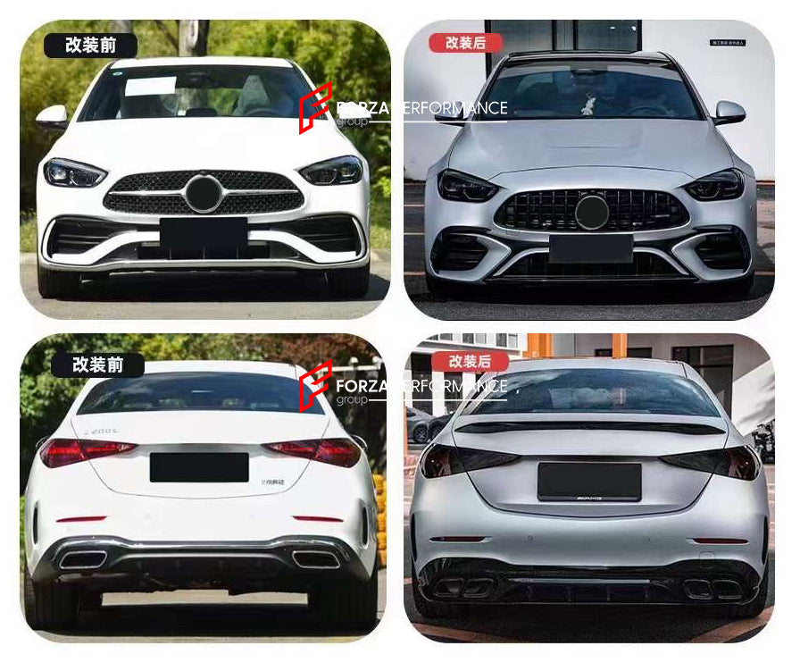 CONVERSION BODY KIT for MERCEDES BENZ C-CLASS W206 2021+ to C63 AMG 2022+
Set includes:
Front Bumper
Hood
Front Grille
Front Fenders
Side Skirts
Rear Diffuser
Rear Spoiler
Exhaust Tips
