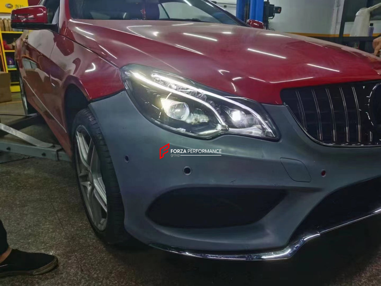 CONVERSION BODY KIT for MERCEDES-BENZ E-CLASS COUPE W207 2009 - 2016 to W207 FACELIFT  Set includes:  Front Bumper with Grille LED Headlights Rear Bumper LED Tail Lights