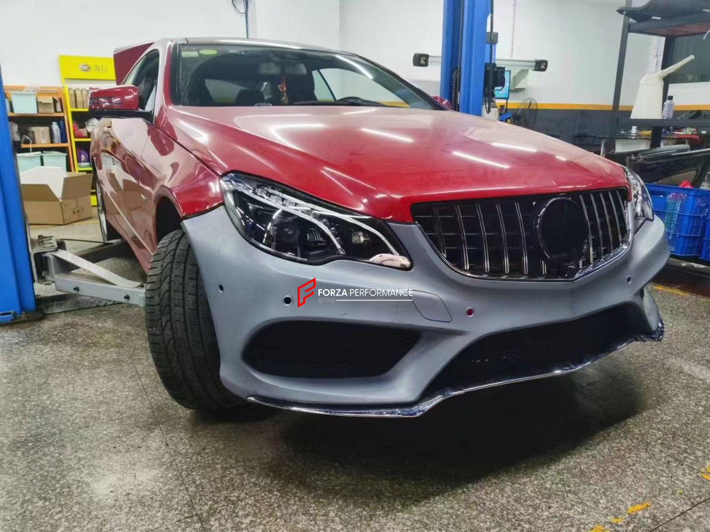 CONVERSION BODY KIT for MERCEDES-BENZ E-CLASS COUPE W207 2009 - 2016 to W207 FACELIFT  Set includes:  Front Bumper with Grille LED Headlights Rear Bumper LED Tail Lights
