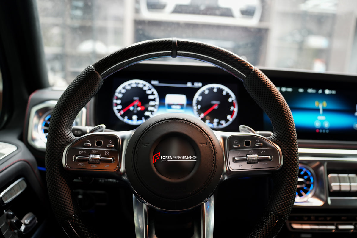 CONVERSION INTERIOR KIT for MERCEDES-BENZ G-CLASS W463 2002 - 2017 to W463A W464 2018 - 2024
Set includes:
AMG Steering Wheel
Door Panels Assembly
Dashboard Assembly
Seats Assembly
Center Console Armrest
Door Handles
Speaker Covers
Trim Panels
Shift Paddles
Door Frame Trims