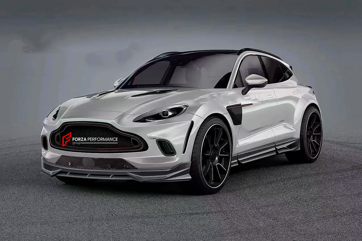 DRY CARBON BODY AERO KIT for ASTON MARTIN DBX
Set includes:
Front Lip
Hood Air Vents
Side Fenders
Fender Flares
Side Skirts
Roof Spoiler
Rear Bumper
Rear Spoiler
Rear Diffuser
Material: Dry Carbon
Note: Professional installation is required