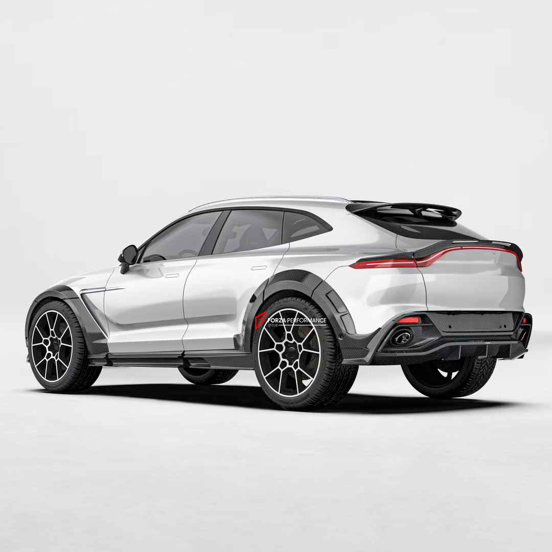 DRY CARBON BODY AERO KIT for ASTON MARTIN DBX
Set includes:
Front Lip
Hood Air Vents
Side Fenders
Fender Flares
Side Skirts
Roof Spoiler
Rear Bumper
Rear Spoiler
Rear Diffuser
Material: Dry Carbon
Note: Professional installation is required