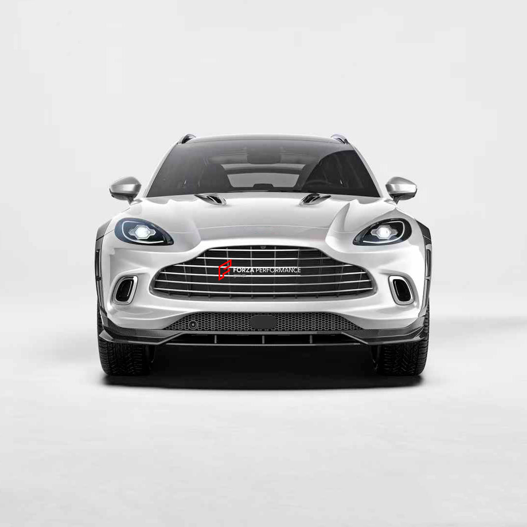 DRY CARBON BODY AERO KIT for ASTON MARTIN DBX
Set includes:
Front Lip
Hood Air Vents
Side Fenders
Fender Flares
Side Skirts
Roof Spoiler
Rear Bumper
Rear Spoiler
Rear Diffuser
Material: Dry Carbon
Note: Professional installation is required