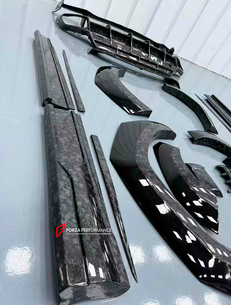 DRY CARBON BODY KIT FOR LAMBORGHINI URUS R-Style
Set includes:
Front Lip
Hood
Fender Flares
Side Skirts
Rear Spoiler
Rear Diffuser
Material: Dry Carbon
Note: Professional installation is required