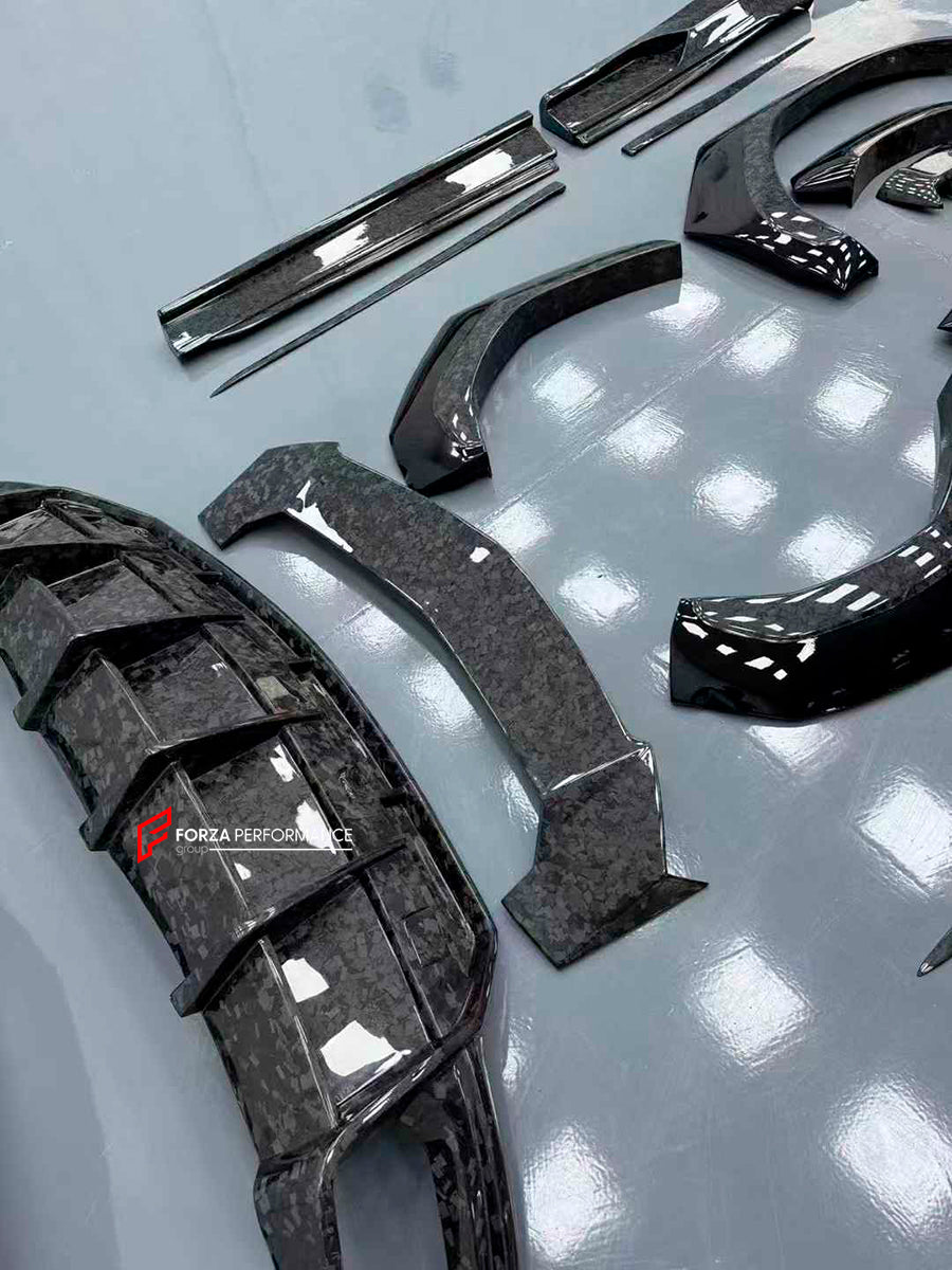 DRY CARBON BODY KIT FOR LAMBORGHINI URUS R-Style
Set includes:
Front Lip
Hood
Fender Flares
Side Skirts
Rear Spoiler
Rear Diffuser
Material: Dry Carbon
Note: Professional installation is required