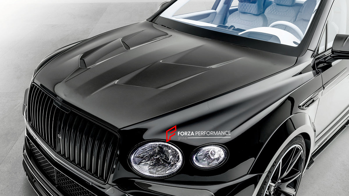 DRY CARBON BODY KIT for BENTLEY BENTAYGA W12 2020+
Set includes:
Hood
Front Grille
Side Mirrors
Door Trims
Roof Rack
Roof Spoiler
Material: Dry Carbon
NOTE: Professional installation is required.