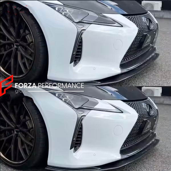 DRY CARBON HEADLIGHT COVERS for LEXUS LC500 LC500H 2017 - 2019
Set includes:
Headlight Covers 
Material: Carbon Fiber
NOTE: Professional installation is required.