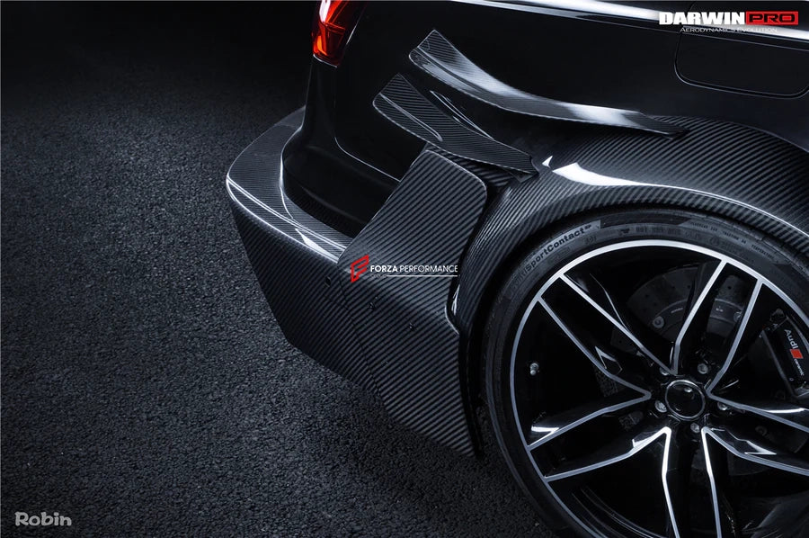 AUTHENTIC DARWINPRO DTM STYLE CARBON WIDE BODY KIT for AUDI RS6 C7 AVANT 2014 - 2018  Set includes:  Hood Front lip Front canards Fender flares Side skirts Side canards Bumper spoiler Rear bumper canards Door canards Rear fender canards Rear diffuser canards Roof spoiler Trunk spoiler Material: Carbon fiber / Forged Carbon / Fiberglass + Carbon / Autoclave carbon fiber / Double sided carbon fiber  NOTE: Professional installation is required  Contact us for pricing