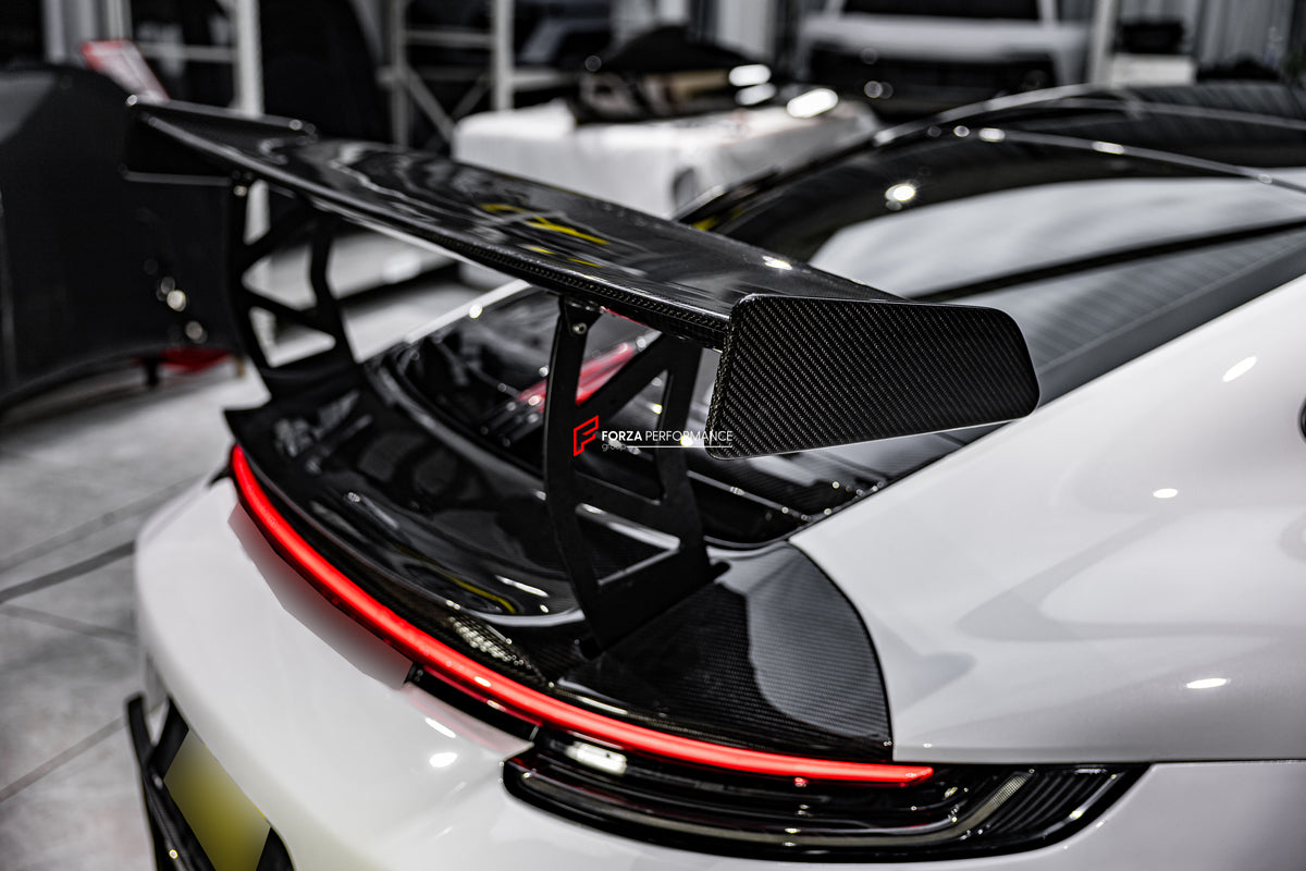 FULL DRY CARBON BODY KIT V3 for PORSCHE 911 992 2018+  Set includes:  Front Lip Front Bumper Vents Side Skirts Hood/Bonnet Spoiler Rear Bumper Mirror Covers Trunk Spoiler Exhaust Tips