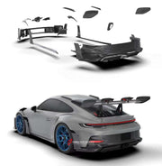 OEM STYLE CARBON REPLACEMENT PARTS for PORSCHE 911 GT3RS  Set includes:  Front Bumper Fender Flares Side Mirror Covers Side Skirts Side Air Vents Rear Spoiler Side Plates Rear Bumper Rear Diffuser