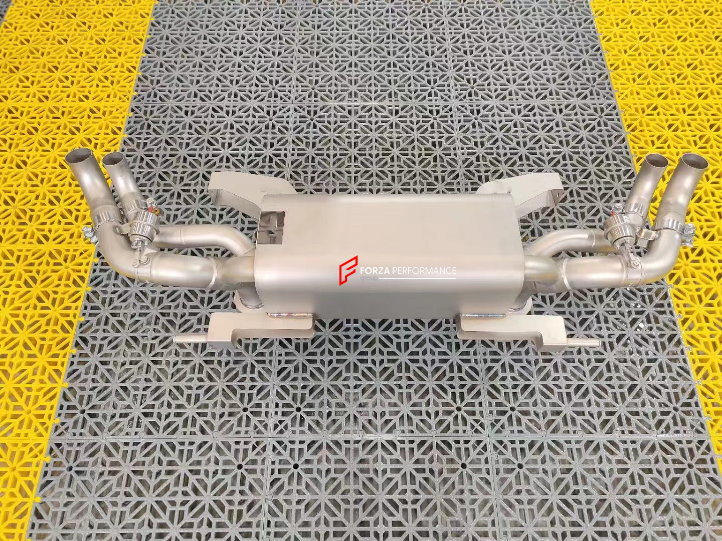 VALVED EXHAUST CATBACK MUFFLER for AUDI R8 (4.2L) V8 2006 - 2012  Valved exhaust, meaning that has remote, controlled valves - allowing a switch between an aggressive loud sports sound and a sound that is closer to the OEM sound.  Set includes:  Muffler with valves