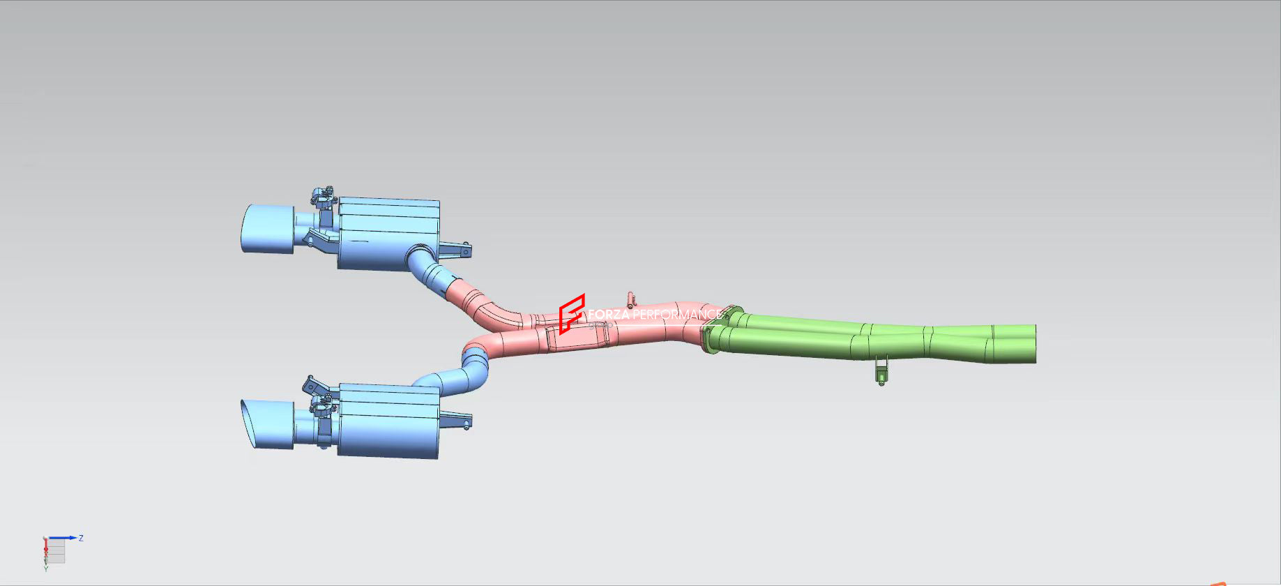 VALVED EXHAUST CATBACK MUFFLER for AUDI RS6 C8 4.0T 2019+  Set includes:  Center Pipes Muffler with valves Exhaust tips