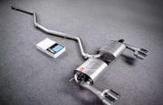 Aggressive sporty sound VALVED EXHAUST CATBACK MUFFLER  Center Pipes, Muffler with valves, a Valve control box with remote control, pair of mufflers, muffler, pair of mufflers with valves.  Stainless steel and titanium Aftermarket Performance Exhaust System for BMW F85 X5M