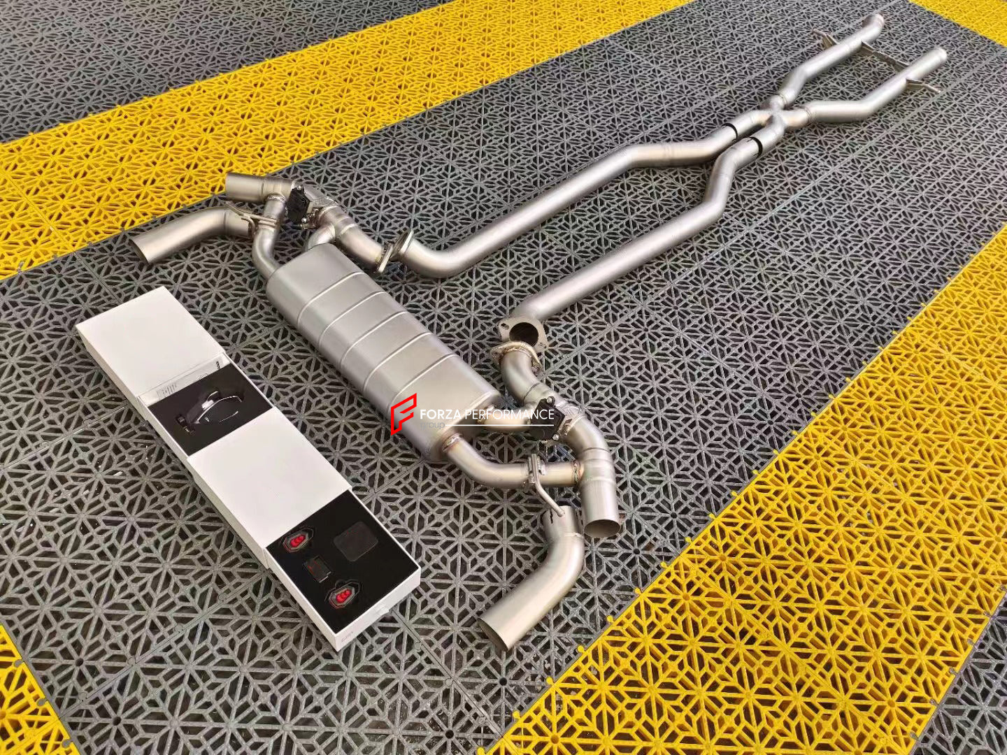 VALVED EXHAUST CATBACK MUFFLER for MERCEDES-BENZ GL500 X166 4.7T 2014  Set includes:  Center Pipes Mufflers with valves Valve control box with remote control (you may also reuse your factory exhaust valve motors) Material: Stainless steel (for an extra cost we can make titanium)  NOTE: Professional installation is required.  CONTACT US FOR PRICING