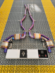 VALVED TITANIUM EXHAUST CATBACK MUFFLER for MERCEDES-BENZ C-CLASS C217 COUPE 5.5T 2015 - 2021  Valved exhaust, meaning that has remote, controlled valves - allowing a switch between an aggressive loud sports sound and a sound that is closer to the OEM sound.  Set includes:  Center Pipes Mufflers with valves Valve control box with remote control (you may also reuse your factory exhaust valve motors) Factory exhaust tips must be reused.