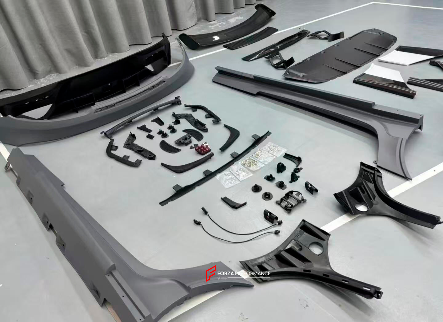 CONVERSION BODY KIT for MERCEDES BENZ AMG GT to BLACK SERIES
Set includes:
Front Bumper
Front lip
Front grille
Front fenders
Front fender trims
Side skirts
Hood | Bonnet
Rear bumper assembly
Rear canards
Material: Dry carbon with Plastic