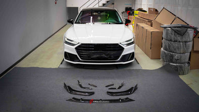 DRY CARBON FRONT LIP CANARDS for AUDI A7 4K8 2018+  Set includes:  Front Lip Front Canards