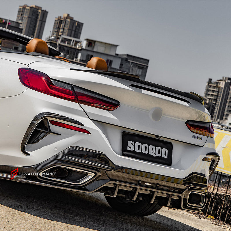 AUTHENTIC SOOQOO CARBON REAR DIFFUSER for BMW 8 SERIES G14 G15 CONVERTIBLE CABRIOLET CABRIO COUPE 2018+