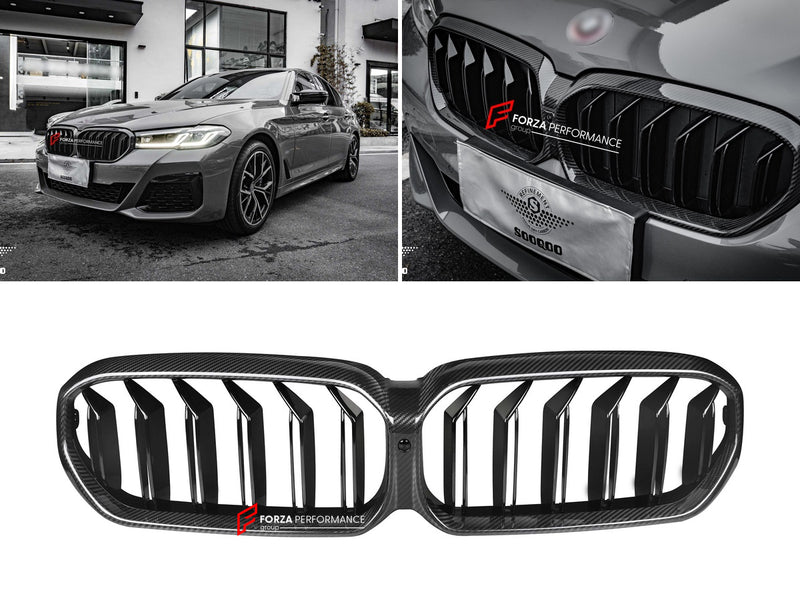 AUTHENTIC SOOQOO DRY CARBON DUAL SLAT FRONT GRILLE for BMW M5 F90 LCI 2021 - 2023