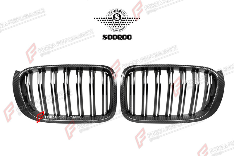 AUTHENTIC SOOQOO DRY CARBON DUAL SLAT FRONT GRILLE for BMW X3 F25 X4 F26 LCI 2014 - 2018