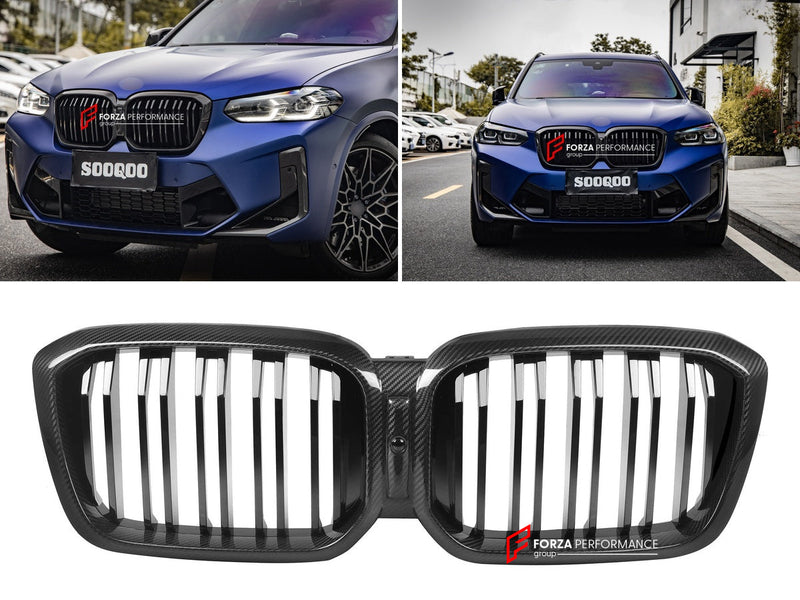 AUTHENTIC SOOQOO DRY CARBON DUAL SLAT FRONT GRILLE for BMW X3 G01 X4 G02 LCI 2022+