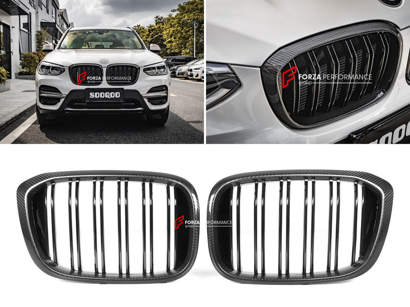 AUTHENTIC SOOQOO DRY CARBON DUAL SLAT FRONT GRILLE for BMW X3 G01 X4 G02 PRE-LCI 2019 - 2021