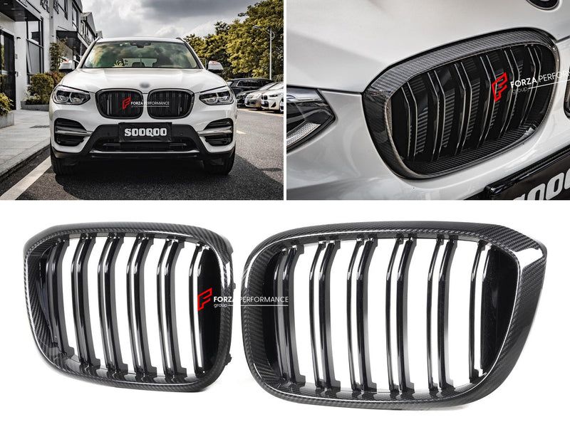 AUTHENTIC SOOQOO DRY CARBON DUAL SLAT FRONT GRILLE for BMW X3M F97 X4M F98 PRE-LCI 2019 - 2021