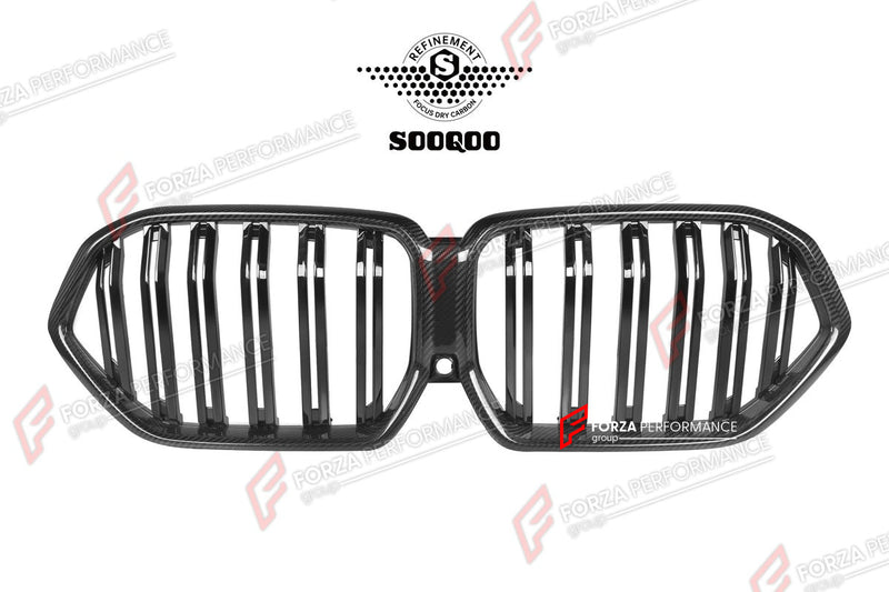 AUTHENTIC SOOQOO DRY CARBON DUAL SLAT FRONT GRILLE for BMW X6 G06 LCI 2023+
