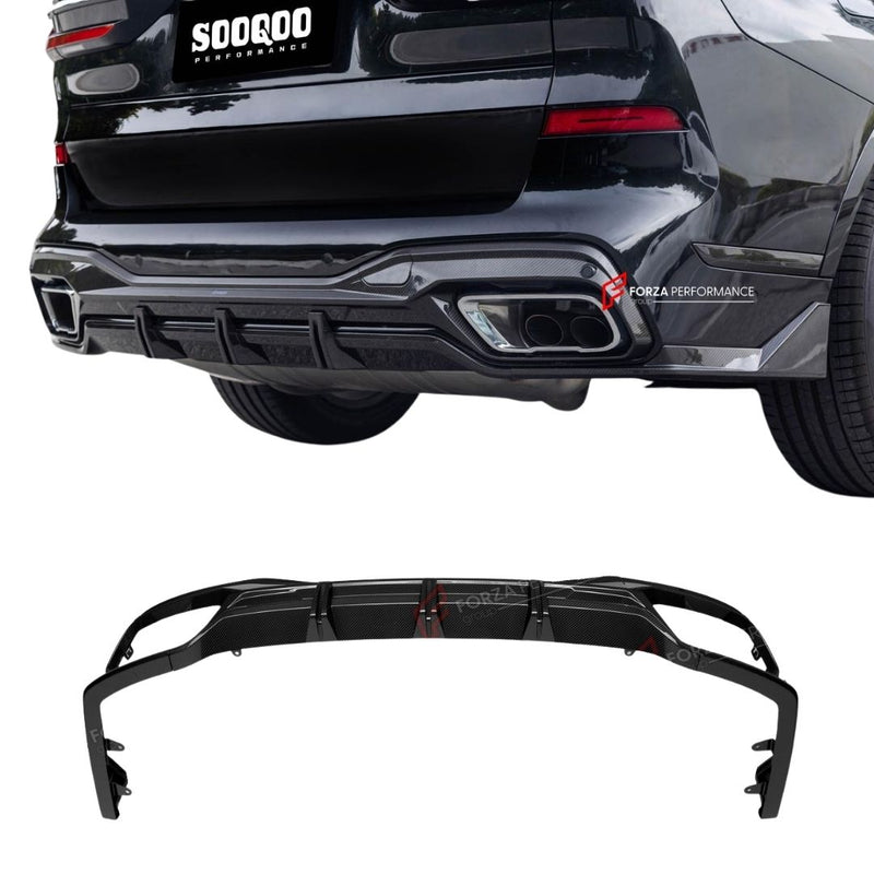 AUTHENTIC SOOQOO DRY CARBON FIBER REAR DIFFUSER for BMW X7 G07 2019+