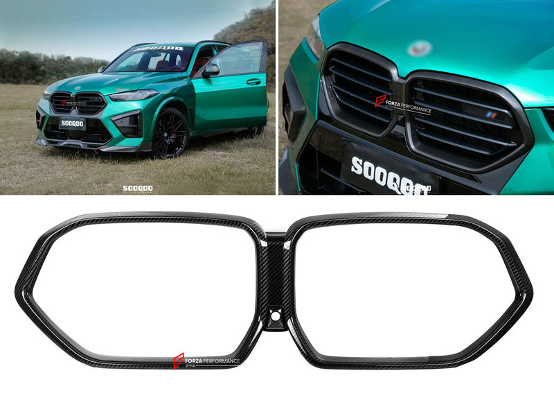 AUTHENTIC SOOQOO DRY CARBON FRONT GRILLE FRAME for BMW X5M F95 LCI 2023+