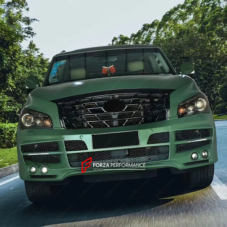 BODY KIT for INFINITI Q56 2012 - 2016  Set includes:   Front Bumper with Headlights Front Grille Rear Bumper with Taillights Exhaust Tips