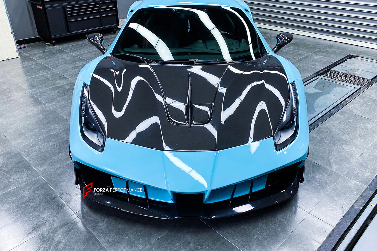 CARBON BODY KIT for FERRARI 488 GTB SPIDER 2015 - 2019
Set includes:
Front Lip
Front Bumper
Hood / Bonnet
Side Skirts
Rear Quarter Rocker Panel Side Skirt
Rear Spoiler
Rear Bumper
Rear Diffuser
Material: Fiberglass with Carbon fiber
NOTE: Professional installation is required.
