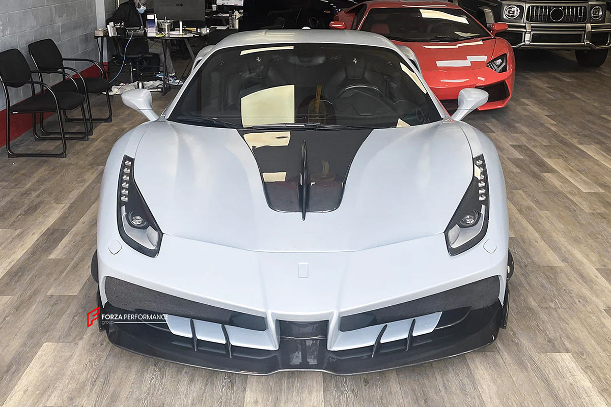 CARBON BODY KIT for FERRARI 488 GTB SPIDER 2015 - 2019
Set includes:
Front Lip
Front Bumper
Hood / Bonnet
Side Skirts
Rear Quarter Rocker Panel Side Skirt
Rear Spoiler
Rear Bumper
Rear Diffuser
Material: Fiberglass with Carbon fiber
NOTE: Professional installation is required.