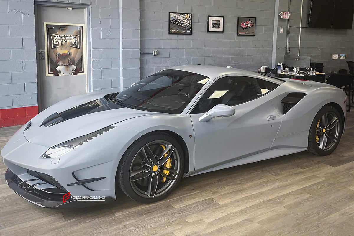 CARBON BODY KIT for FERRARI 488 GTB SPIDER 2015 - 2019
Set includes:
Front Lip
Front Bumper
Hood / Bonnet
Side Skirts
Rear Quarter Rocker Panel Side Skirt
Rear Spoiler
Rear Bumper
Rear Diffuser
Material: Fiberglass with Carbon fiber
NOTE: Professional installation is required.