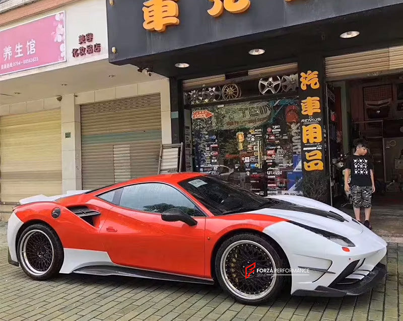 CARBON BODY KIT for FERRARI 488 GTB SPIDER 2015 - 2019
Set includes:
Front Lip
Front Bumper
Hood / Bonnet
Side Skirts
Rear Quarter Rocker Panel Side Skirt
Rear Spoiler
Rear Bumper
Rear Diffuser
Material: Fiberglass with Carbon fiber
NOTE: Professional installation is required.