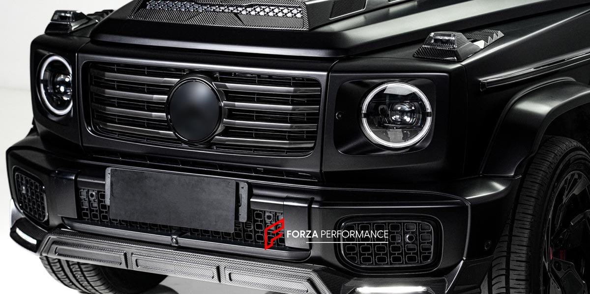 DRY CARBON BODY KIT for MERCEDES BENZ G CLASS G500 G450D W465 2024+
Set includes:
Front Lip
Front Bumper Covers
Turning Light Frame Cover
Hood Scoop
Roof Light Bar
Roof Trim
A-Pllar Cover
Window Frame Covers
Side Molding Trims
Roof Spoiler
D-Pillar Add-Ons
Rear Fender Flare
Rear Trunk Cover
Rear Bumper Covers
Rear Diffuser
Material: Dry Carbon Fiber