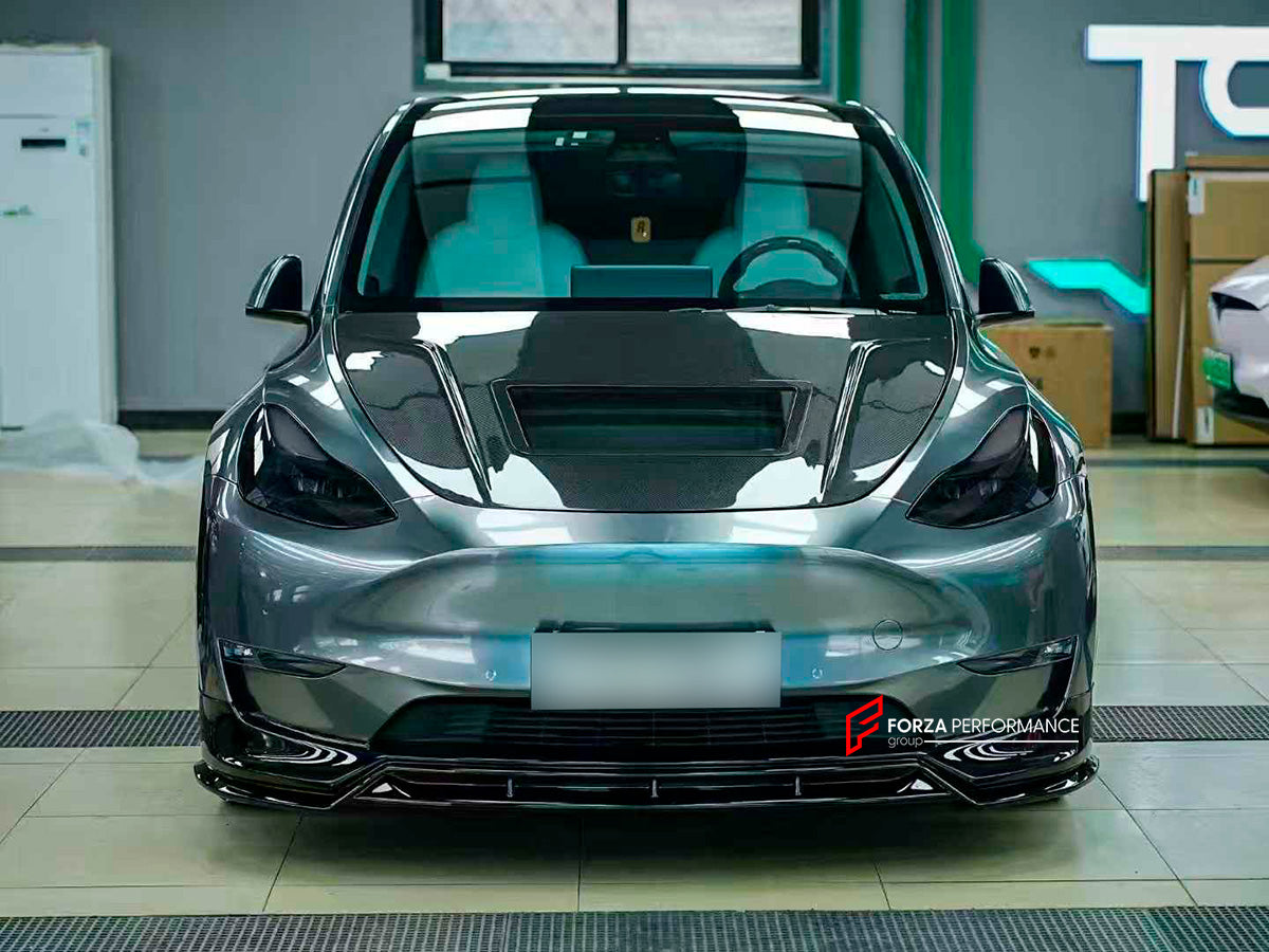 CARBON BODY KIT for TESLA MODEL Y 2020+
Set includes:
Front Lip
Hood
Rear Spoiler
Rear Diffuser
Material: Carbon
Note: Professional installation is required