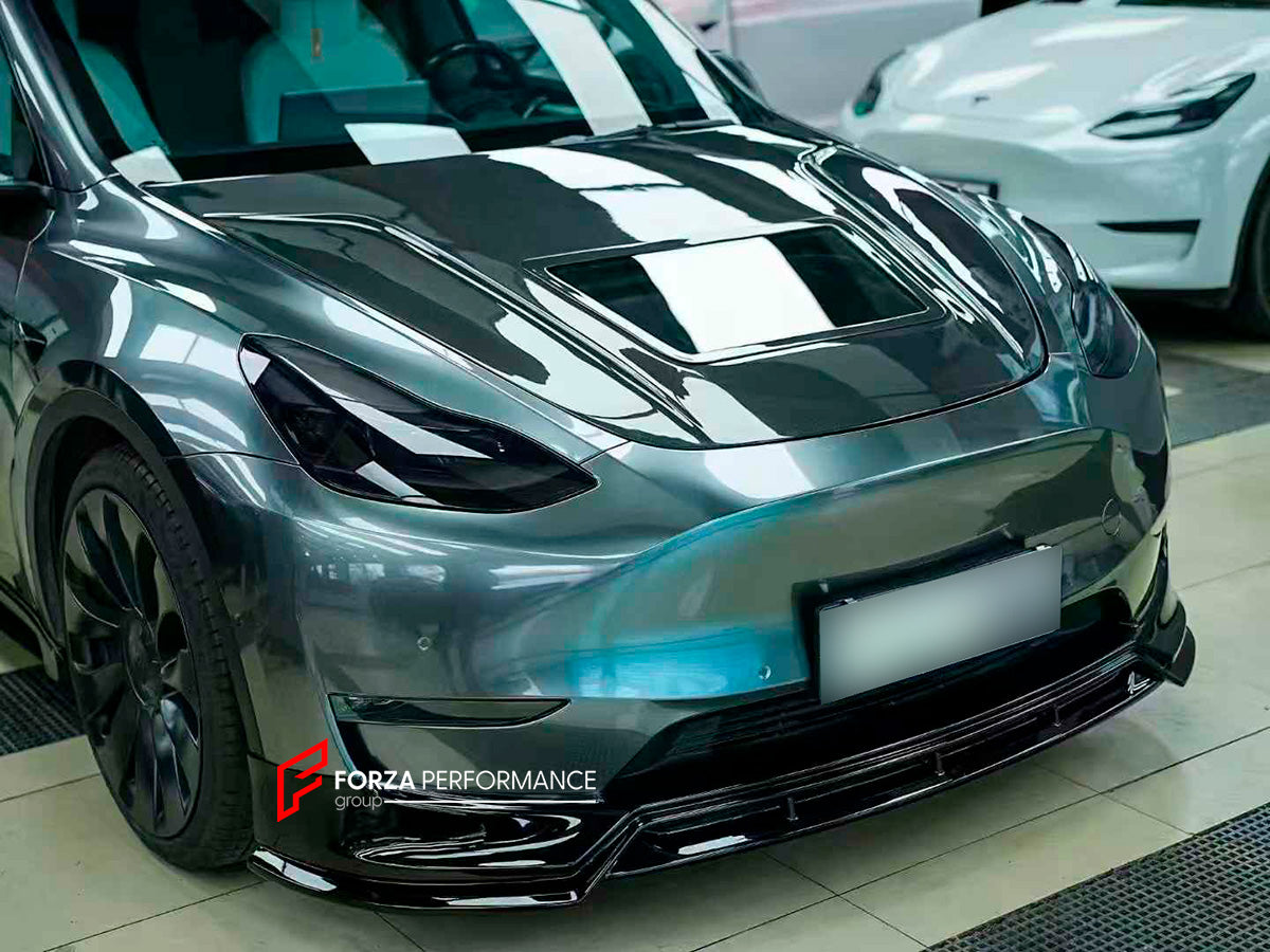 CARBON BODY KIT for TESLA MODEL Y 2020+
Set includes:
Front Lip
Hood
Rear Spoiler
Rear Diffuser
Material: Carbon
Note: Professional installation is required