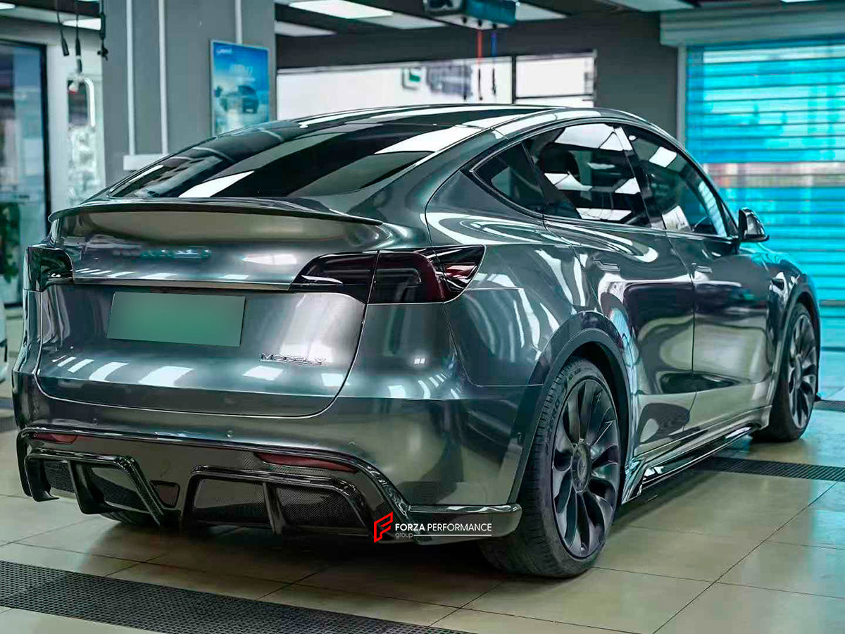 CARBON BODY KIT for TESLA MODEL Y 2020+
Set includes:
Front Lip
Hood
Rear Spoiler
Rear Diffuser
Material: Carbon
Note: Professional installation is required