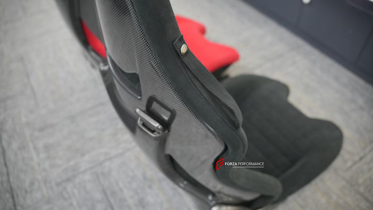 CARBON BUCKET SEATS LWCB for FERRARI
A single seat can be sold, purchasing a pair is not required.
All bucket seats photos on our website are real images of the actual product.
We produce custom carbon bucket seats for every Ferrari models. We offer fully customizable options.
Custom Options:
Cushion Inserts: Custom Design
Finishing Options: Alcantara, Leather, Cloth
Logo Options: Custom Logo by your request
Seats shell material: Dry Carbon
NOTE: Professional installation is required.