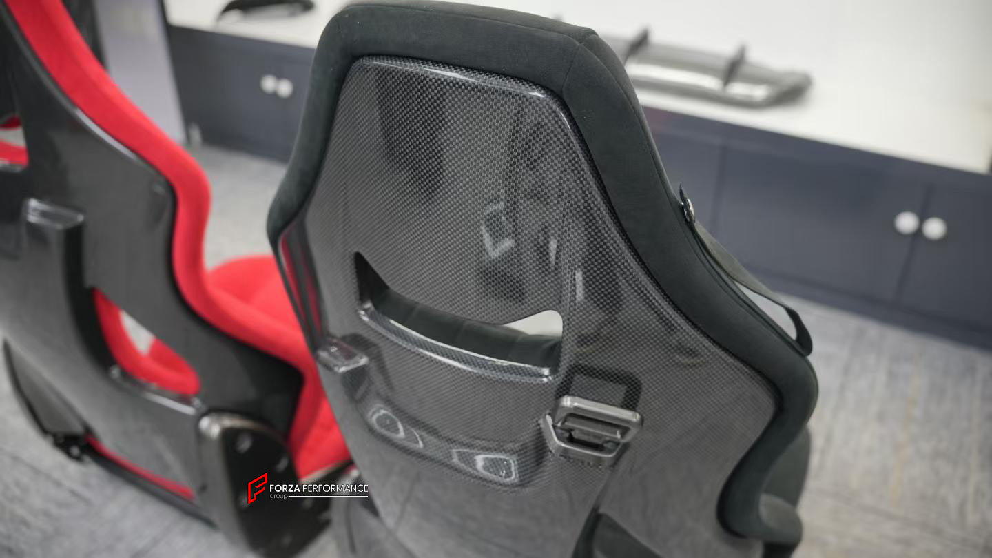 CARBON BUCKET SEATS LWCB for FERRARI
A single seat can be sold, purchasing a pair is not required.
All bucket seats photos on our website are real images of the actual product.
We produce custom carbon bucket seats for every Ferrari models. We offer fully customizable options.
Custom Options:
Cushion Inserts: Custom Design
Finishing Options: Alcantara, Leather, Cloth
Logo Options: Custom Logo by your request
Seats shell material: Dry Carbon
NOTE: Professional installation is required.
